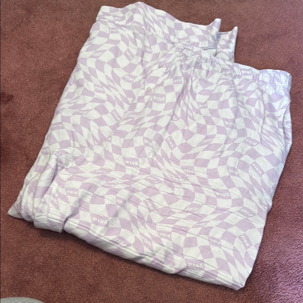 Pink and White Checkered Pajama Pants